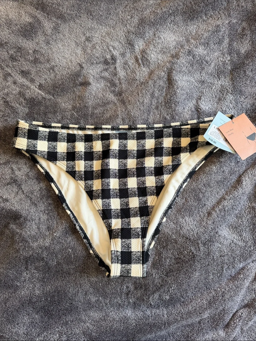 Shade & Shore Black and Cream Gingham Bikini Bottoms